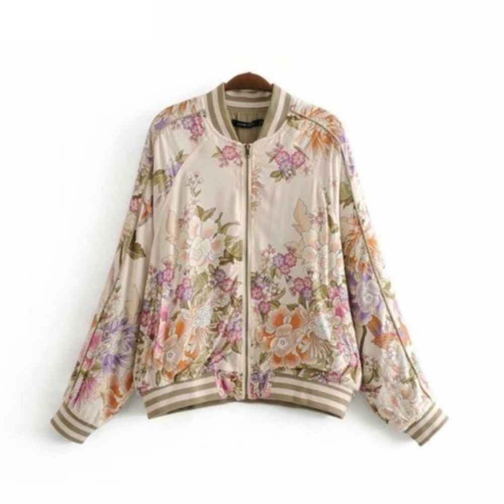Floral Print Light Bomber style jacket - Picture 2 of 4